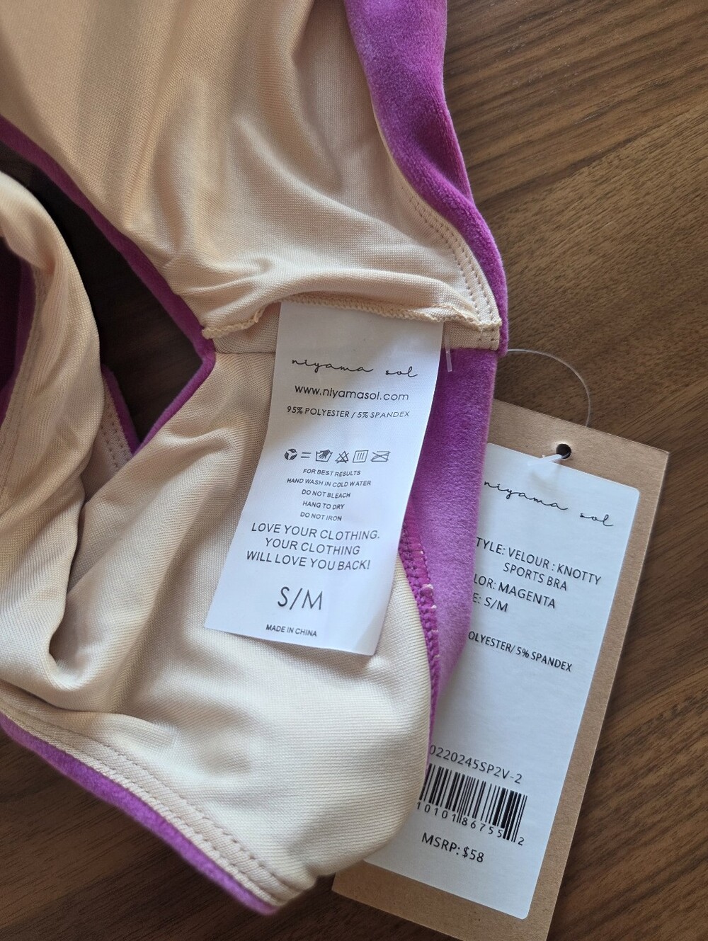 New Niyama Sol $58 MSRP Velour Knotty Sports Bra Magenta Pink NWT Small / Medium - Picture 7 of 7